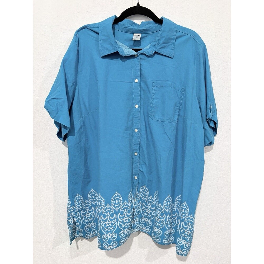 East 5th Button Up Collared Blue Top Women’s Plus Size 2X